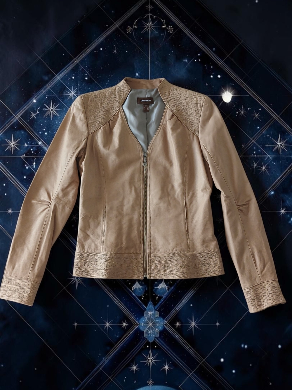 Danier Vintage Y2K Soft Tan Leather Zip-Front Jacket